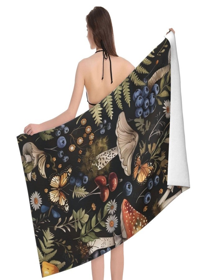 MIEPOS Vintage Mushroom Beach Towel,32x52in,Quick-Dry Sand-Free Fern Bath Towels,Microfiber Lightweight for Travel Pool Yoga Beach Outdoor Activities Decor Accessories Gifts (Mushroom Plant) - Image 2